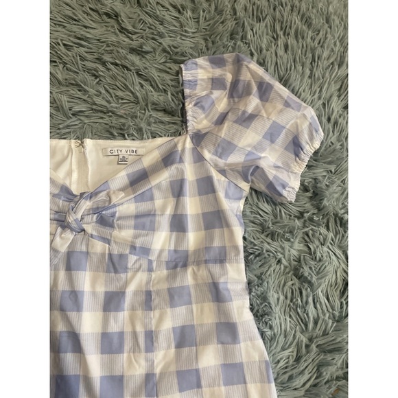 Gingham Tie Front A-Line Dress - Picture 4 of 6